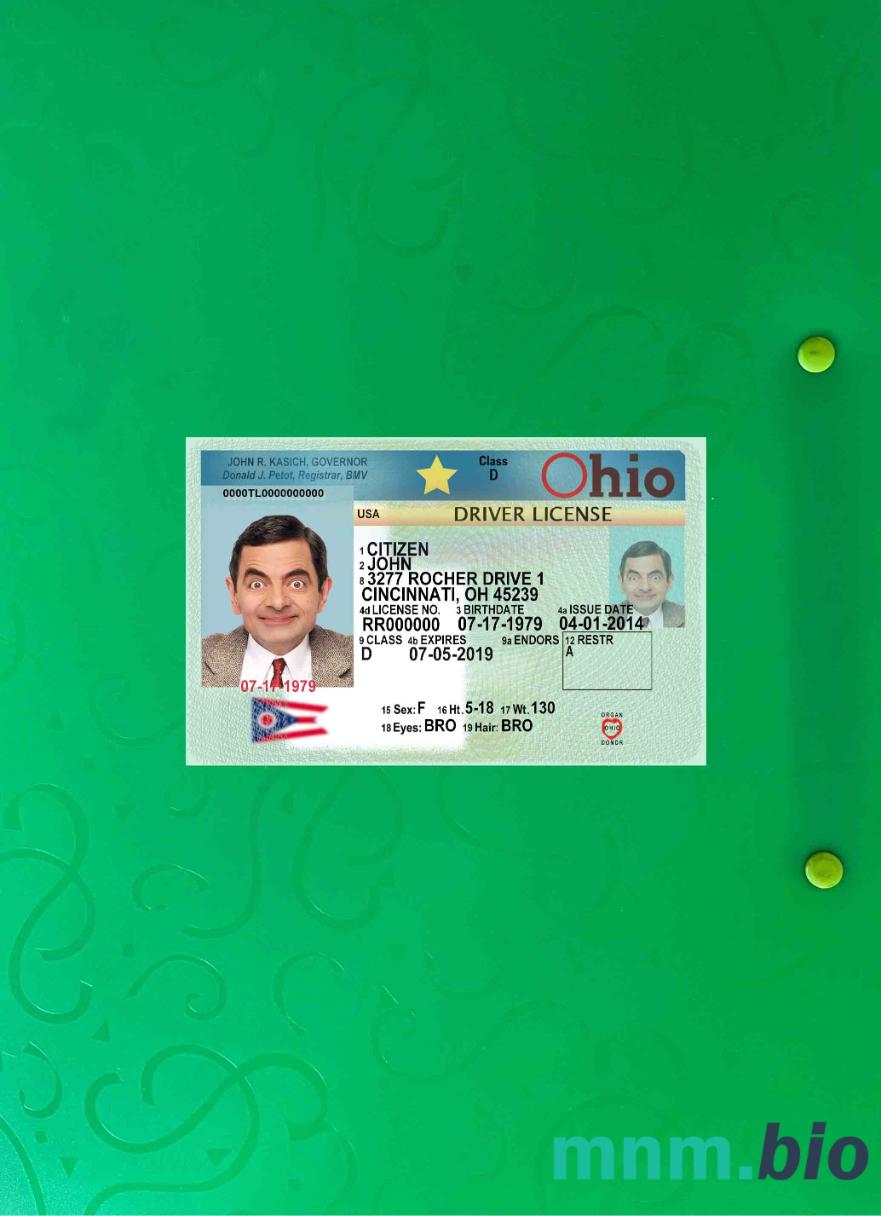 USA Ohio prawo jazdy 2018-obecnie photolook